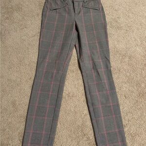 GAP Black and White Plaid Pants with Red Accents